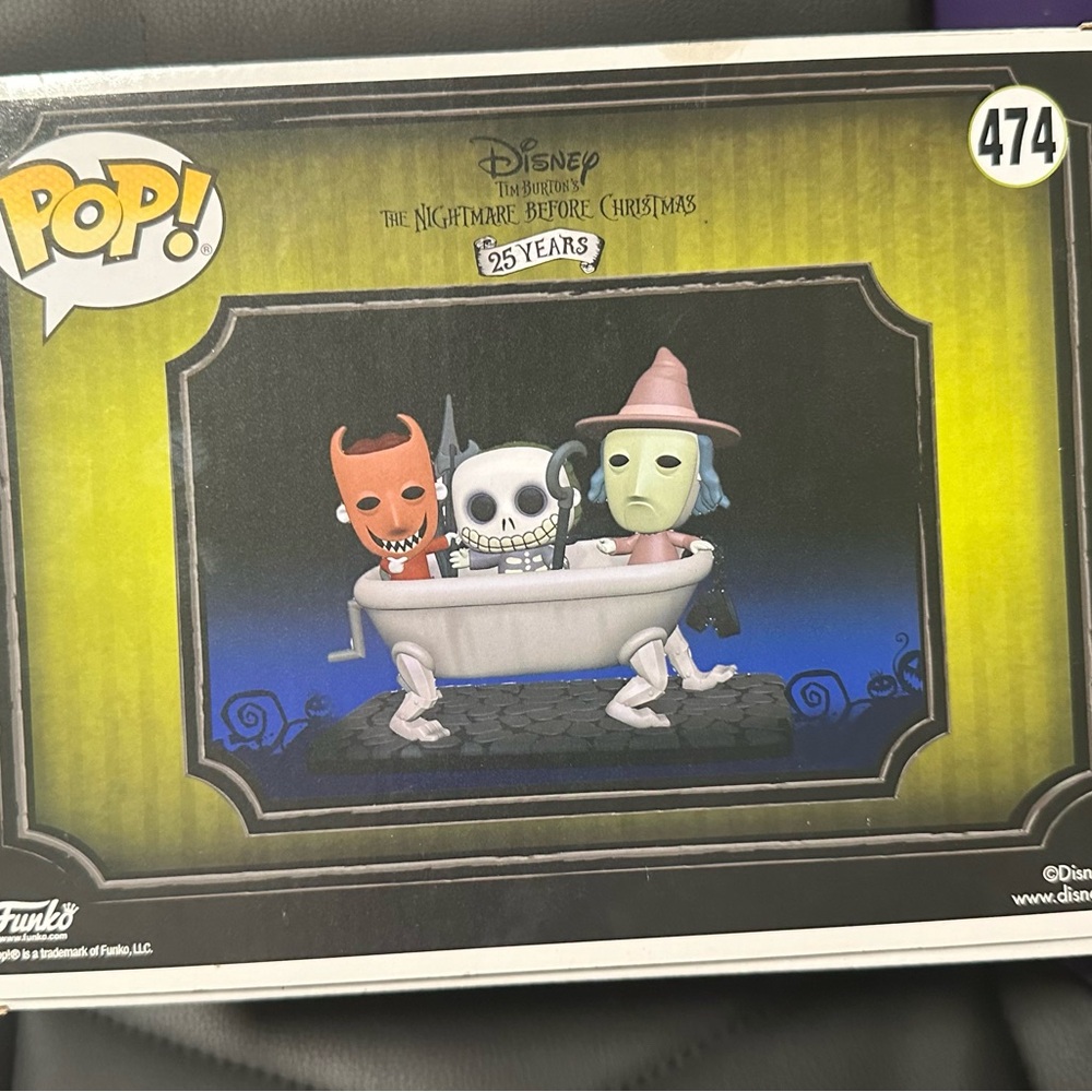 Nightmare before Christmas funkopop with lock shock and barrel in a bathtub.